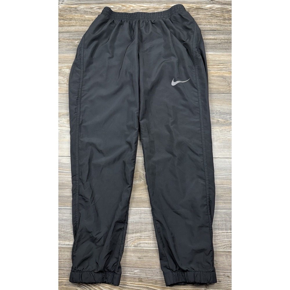 Nike Woven Running Track Pants Black Zip Pockets 728310-010 Womens MED
